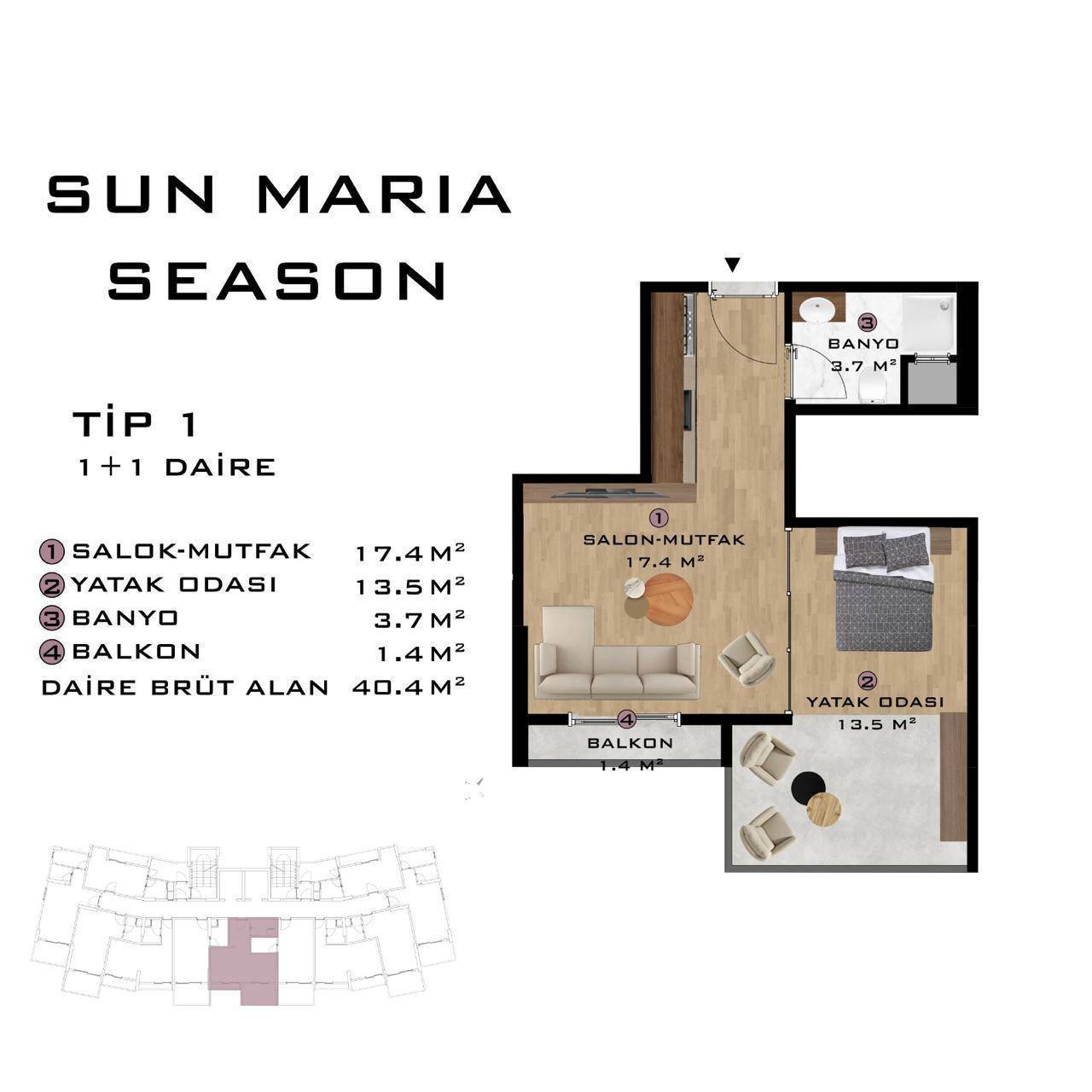 Appartamento a Mersin, Turchia, 47 m² - foto 13