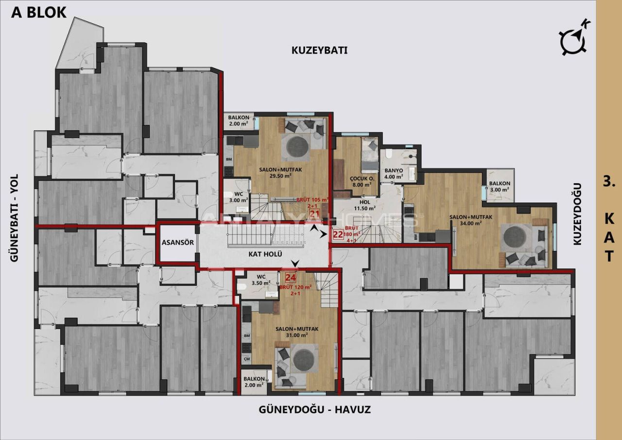 Appartamenti a Antalya, Turchia, 45 m² - foto 10