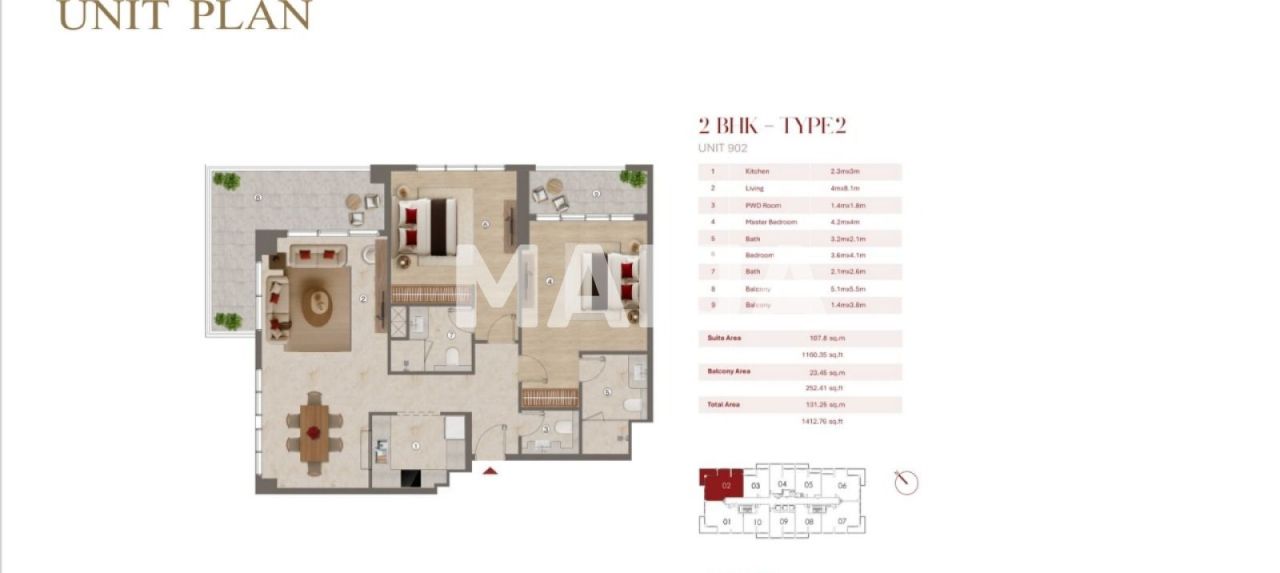 Apartment in Dubai, UAE, 107.8 m² - picture 2
