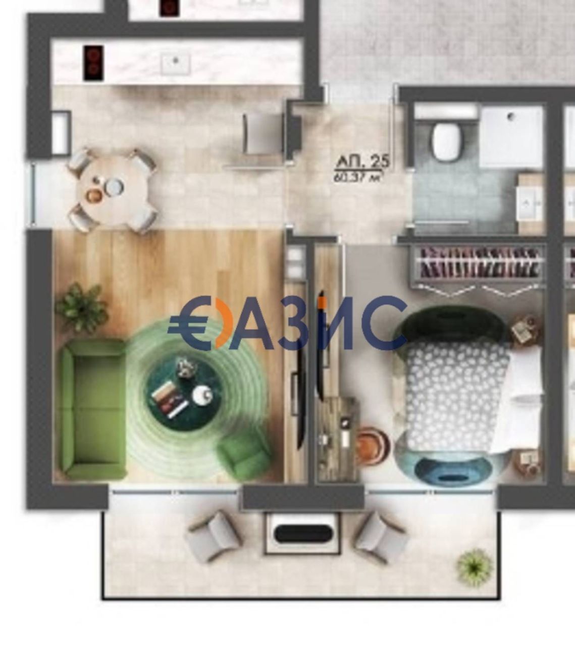 Appartamenti a Spiaggia assolata, Bulgaria, 60.6 m² - foto 4