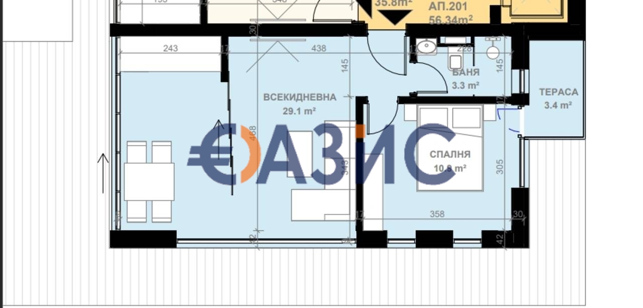 Apartment in Sveti Vlas, Bulgarien, 65.2 m² - Foto 4