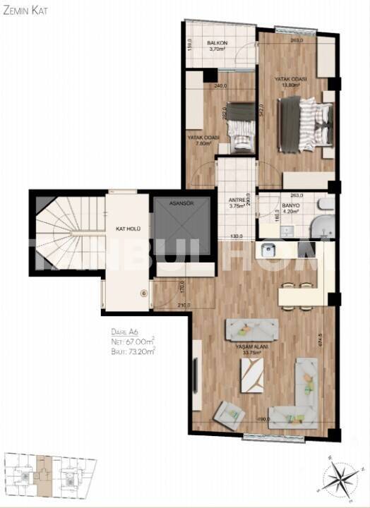 Attico a Istanbul, Turchia, 75 m² - foto 2