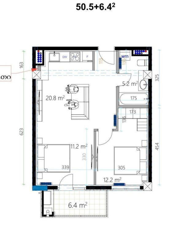 Appartamento a Tbilisi, Georgia, 57 m² - foto 9