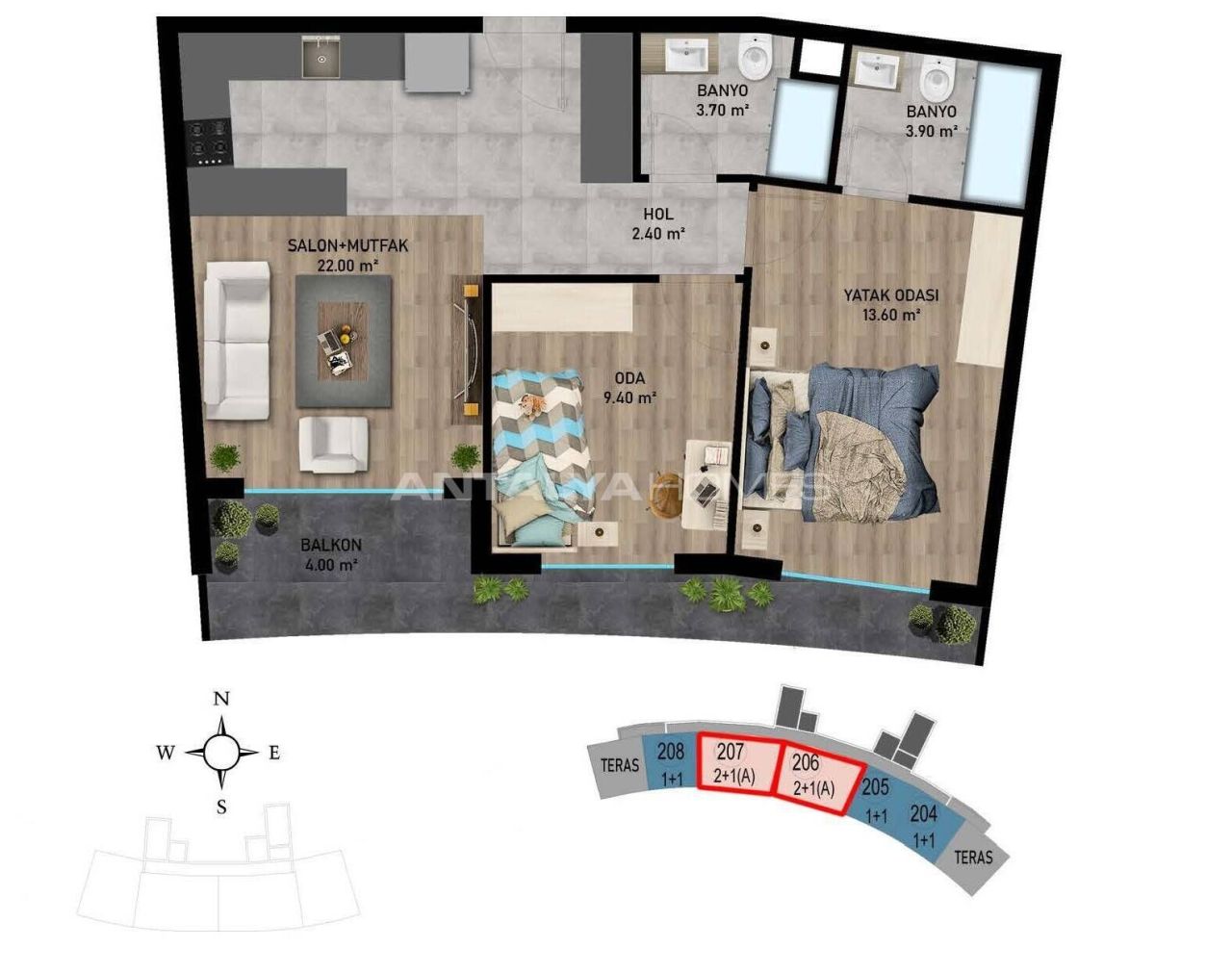Apartment in Antalya, Türkei, 67 m² - Foto 16