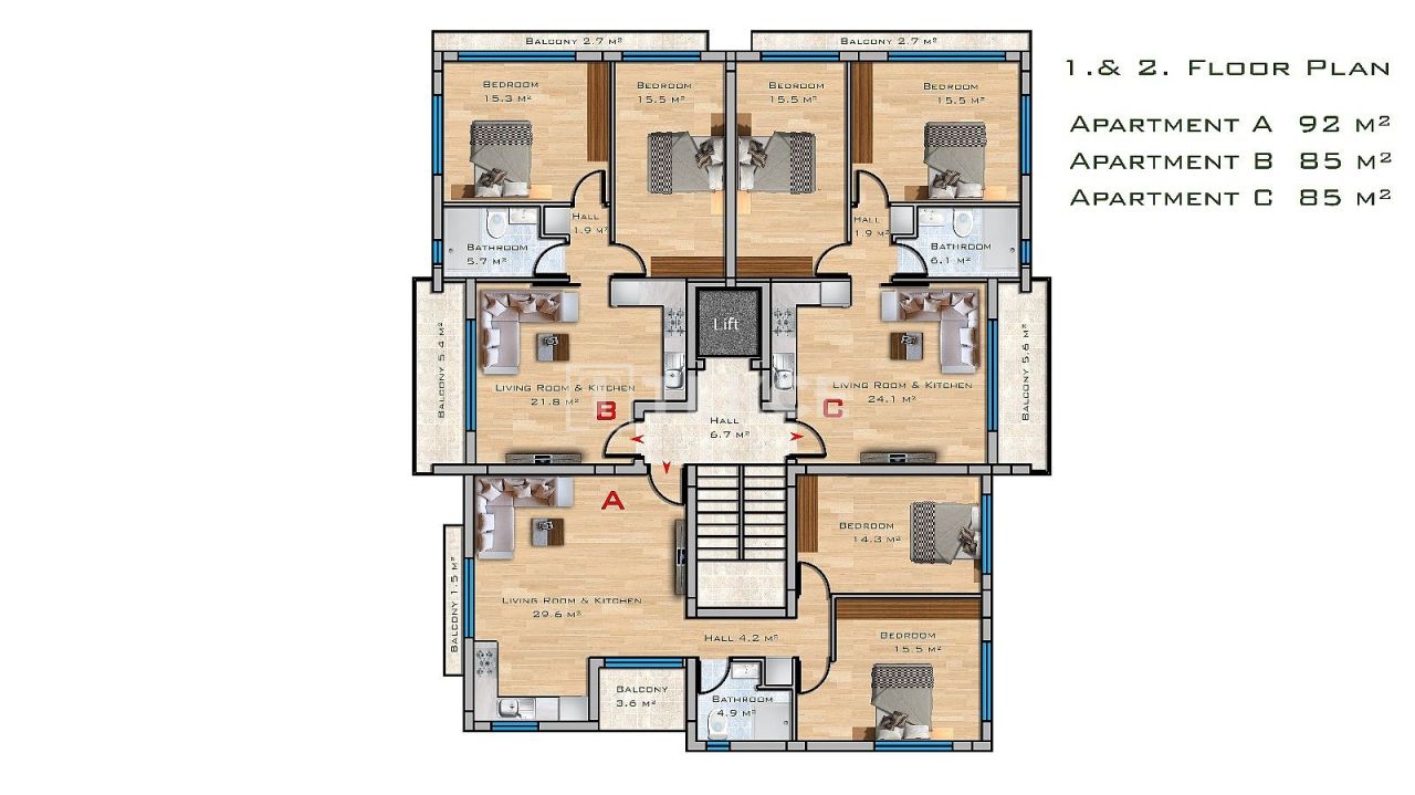 Ático en Gazimağusa, Chipre, 124 m² - imagen 19