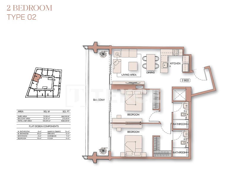 Apartment Al Jaddaf, UAE, 107 m² - picture 16