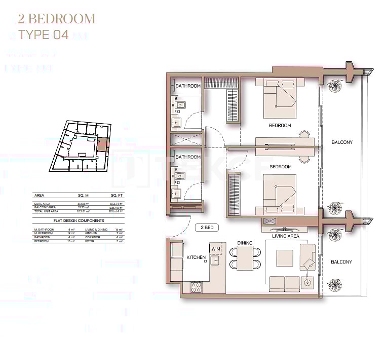 Apartment Al Jaddaf, UAE, 107 m² - picture 18