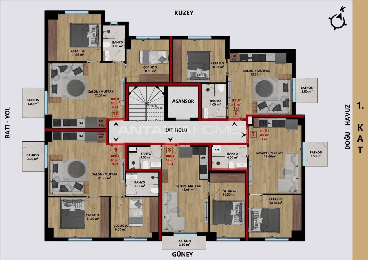 Attico a Antalya, Turchia, 85 m² - foto 9