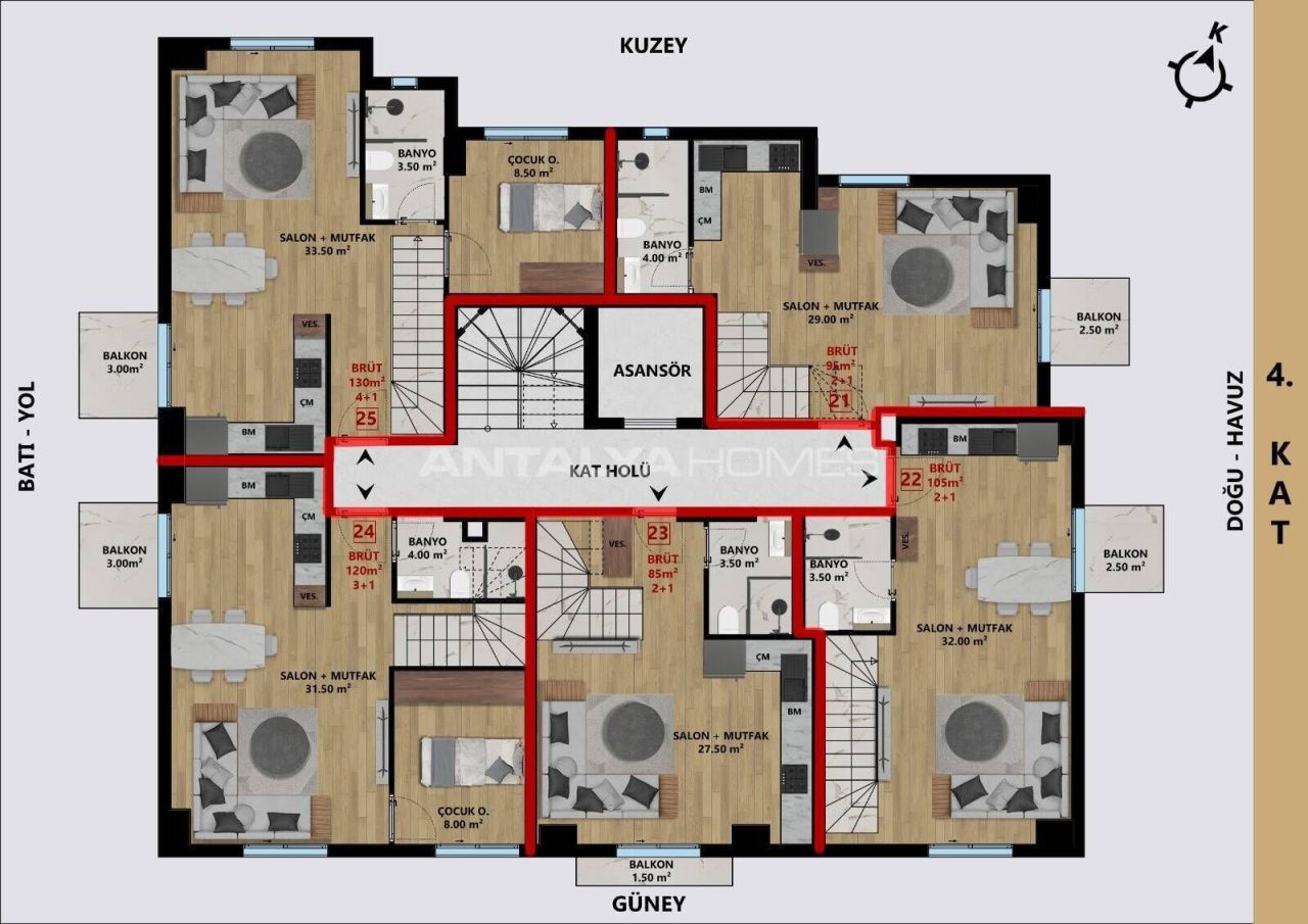 Attico a Antalya, Turchia, 85 m² - foto 12