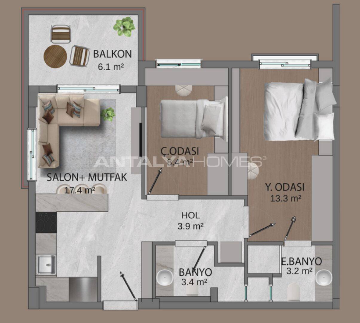 Apartment in Antalya, Turkey, 59 m² - picture 17