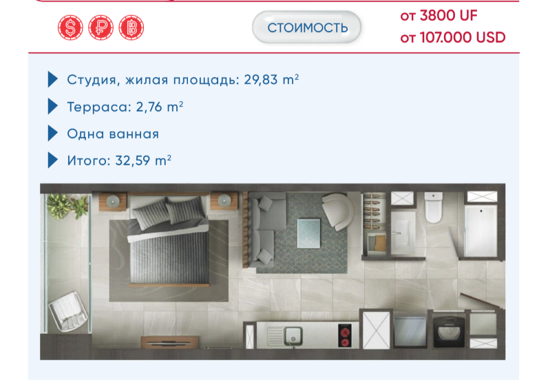 Wohnung Santyago, Chile, 35 m² - Foto 4