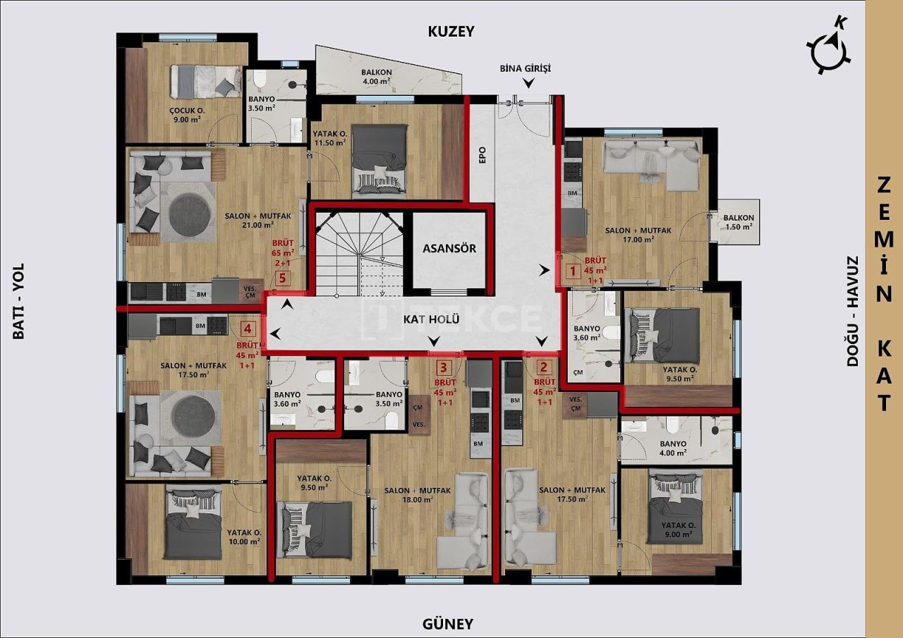 Apartamento en Antalya, Turquia, 45 m² - imagen 9