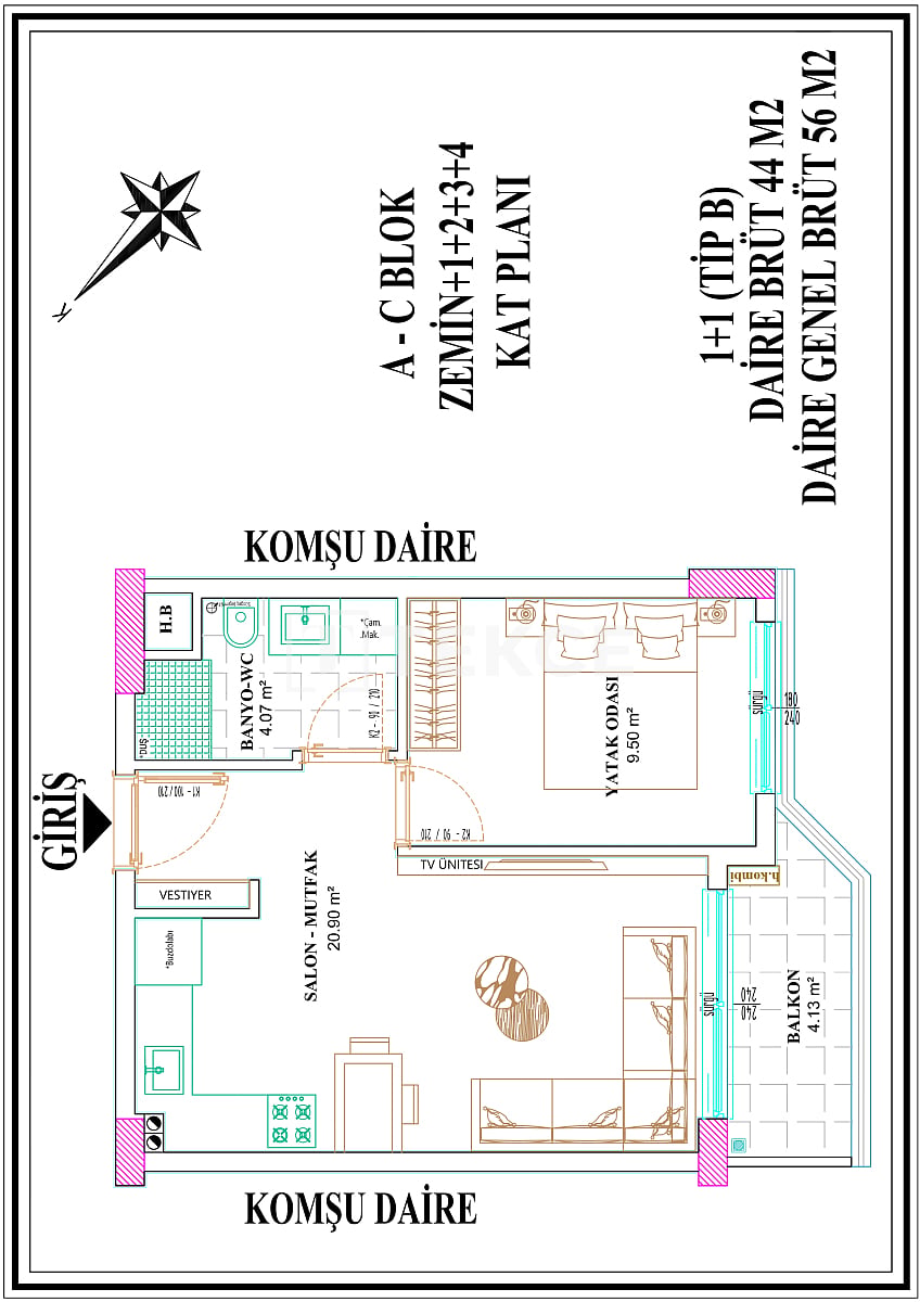 Apartment in Antalya, Türkei, 62 m² - Foto 17