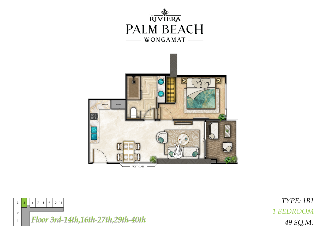 Appartamento a Pattaya, Thailandia, 49 m² - foto 9