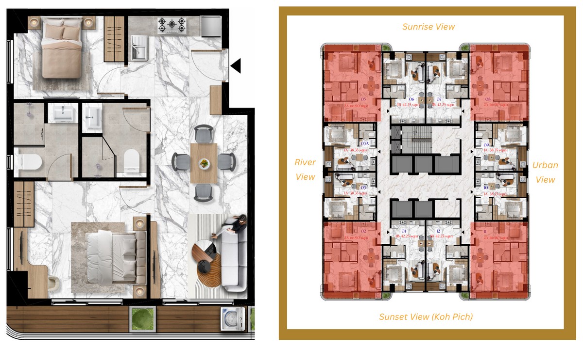 Appartamenti a Phnom Penh, Cambogia, 49 m² - foto 13