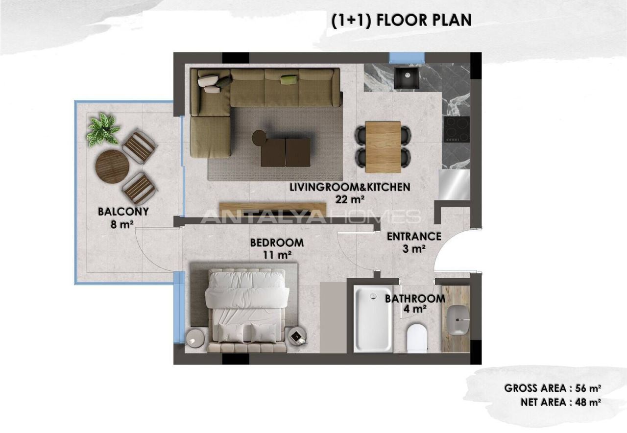 Apartment in Alanya, Türkei, 56 m² - Foto 19