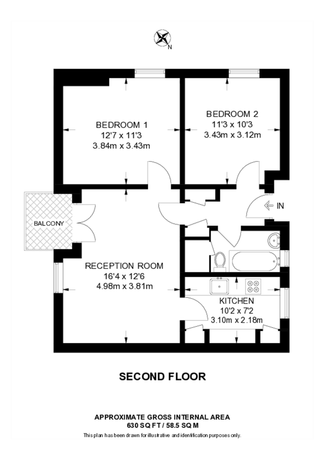 Wohnung in London, Großbritannien, 59 m² - Foto 12