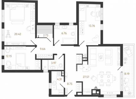 Flat for 502 025 euro in Beograd, Serbia