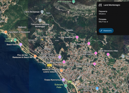 Terrain pour 200 000 Euro à Šušanj, Monténégro
